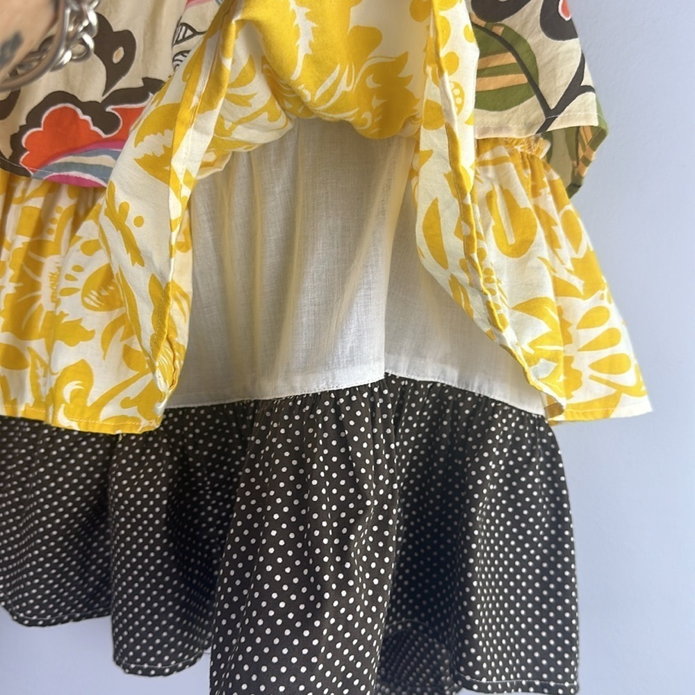 NWOT Vintage Pier 1 Bohemian Ruffle Tiered Apron Colorful Art to Wear OS Tie Bow - Picture 8 of 16